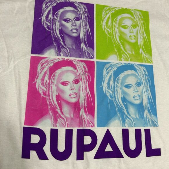 Rupaul Neon Duo Tone Squares White Short Sleeve T-Shirt Men’s XXL 100% Cotton - Picture 3 of 3